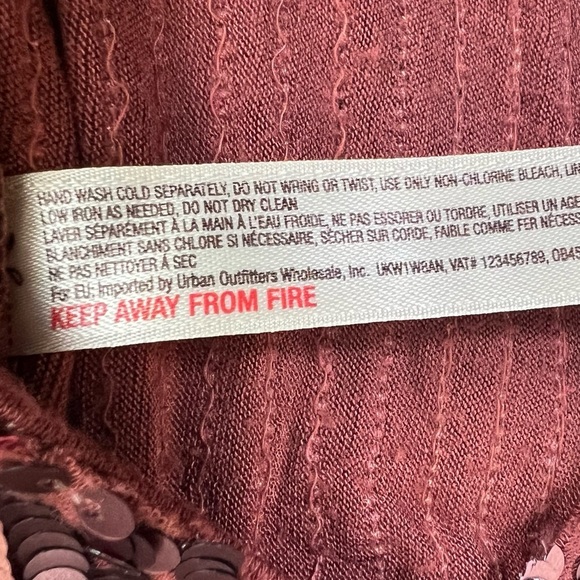 FREE PEOPLE Intimately Sequined Mini Dress Deep V Low Back Rose Size Small - Picture 13 of 15